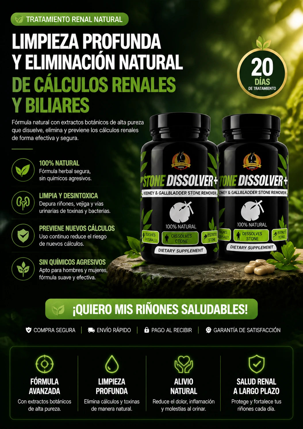 Stone Dissolver™ Elimina las piedras renales sin cirugía desde casa  2 x 1 UND